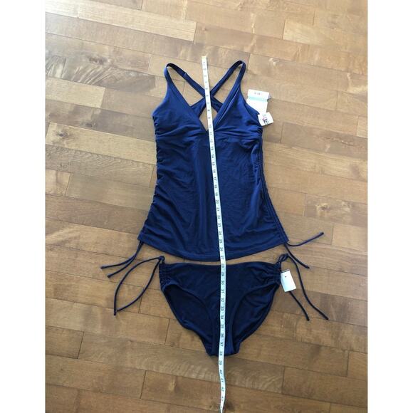 NWT Athleta Scrunch Ruched Tankini & bottoms in navy swim 2 piece size medium - Picture 7 of 11